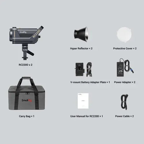 Luz Led Monocromática Smallrig Rc 220d Kit 2 Luces Gris Oscuro Blanco Cálido