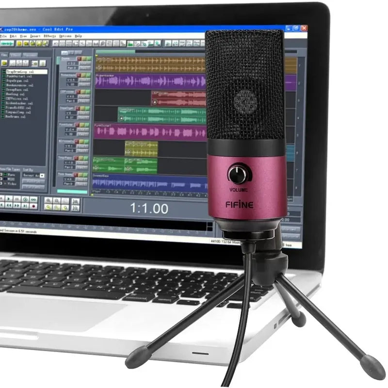 Micrófono Usb Fifine K669 Con Condensador De Metal Rojo/rosa