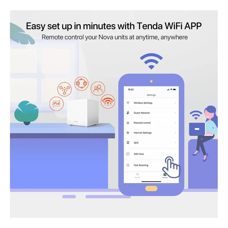 Router Tenda Nova Mw12 Wifi Mesh Tribanda Ac2100 Gigabit