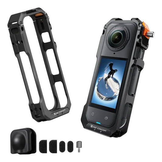 Jaula Insta360 X5 Con Protector De Lente K&f Concept Gris Oscuro