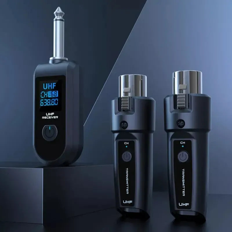 Transmisor Uhf Xlr Microfono Inalambrico Sistema Adaptador Negro