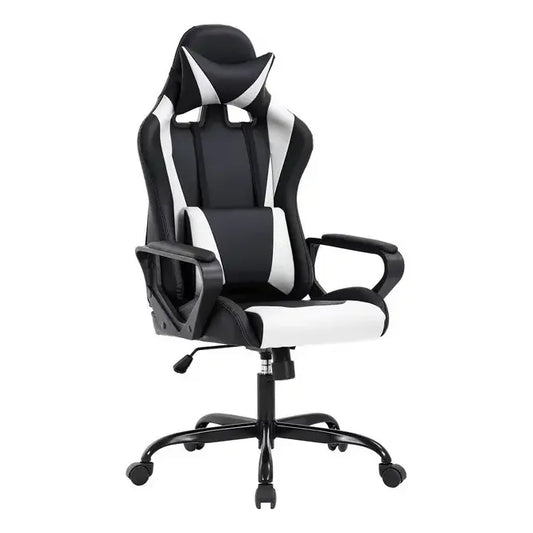 Silla Gaming Bestoffice Con Respaldo Alto Y Soporte Lumbar Negro Cuero Sintético
