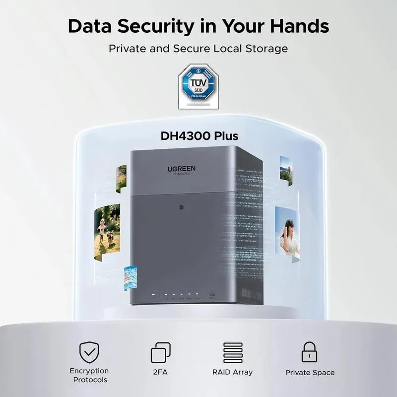 Nas Ugreen Dh4300 Plus 4 Bahia Capacidad 128tb Acceso Remoto
