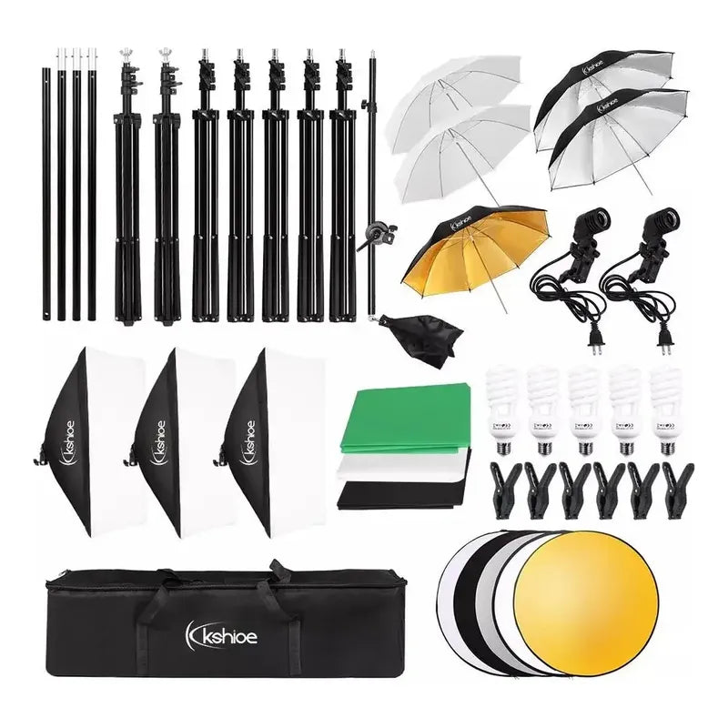 Kshioe Kit Iluminacion Fotográfico 30 Pieza Softbox Umbrella