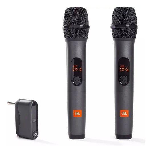 Sistema Wireless 2 Micrófonos Jbl Con Receptor  Doble Canal