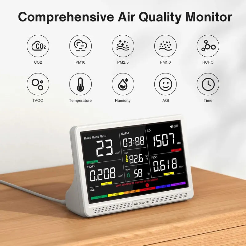 Monitor Calidad Aire 16 En 1, Co2,tvoc, Pm2.5, Pm1.0, Pm10