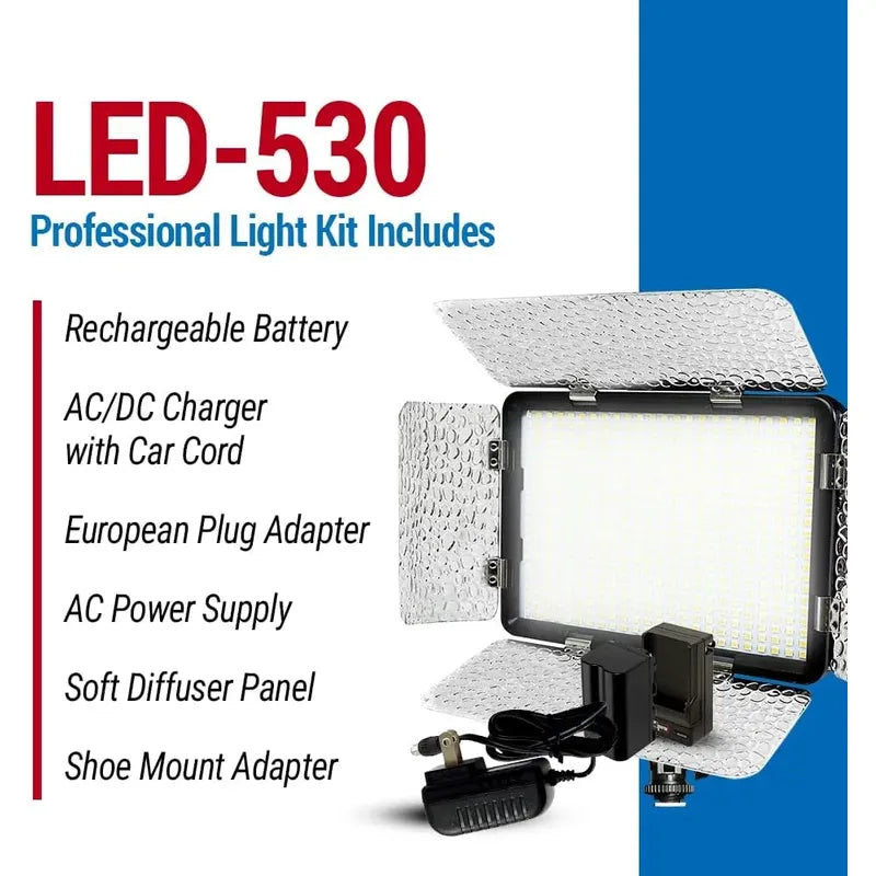 Kit Luz Fotográfica Y De Vídeo Vidpro Led-530  3200k-5600k