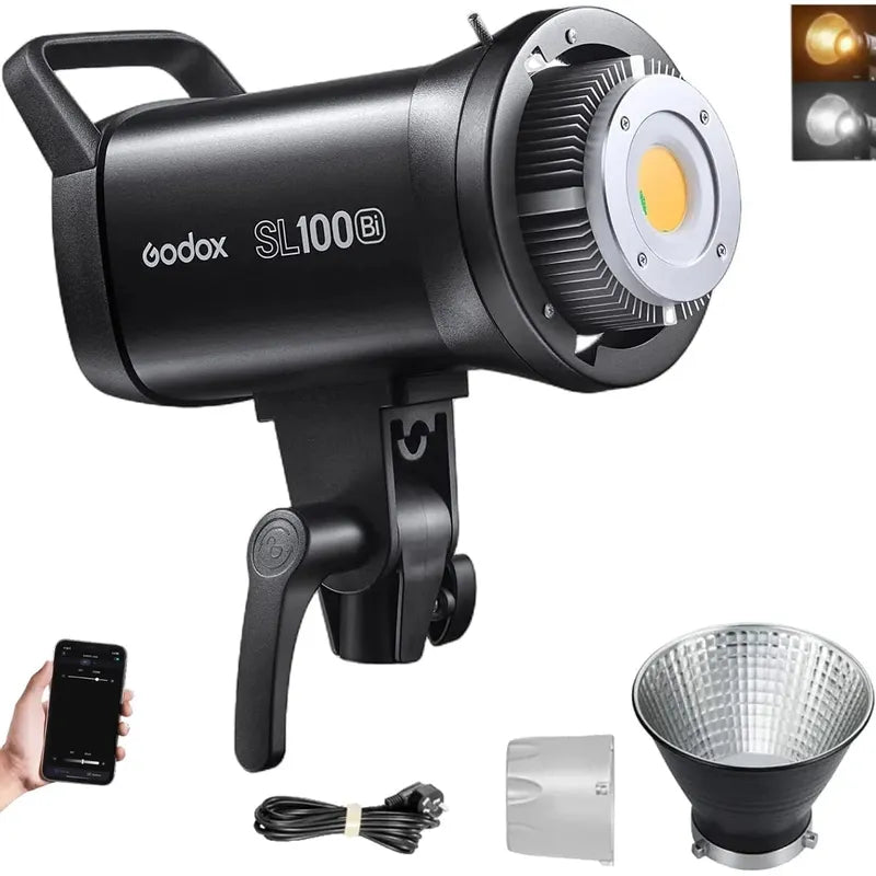 Luz De Vídeo Led Bicolor Godox Sl100bi 100w 32.100 Lux A 1 M Negro Blanco Cálido