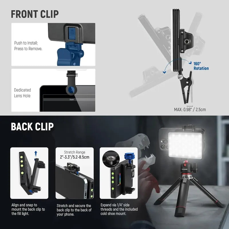 Luz Led Neewer Vl67c Selfie Celular Difusor Y Bateria Rgb Negro