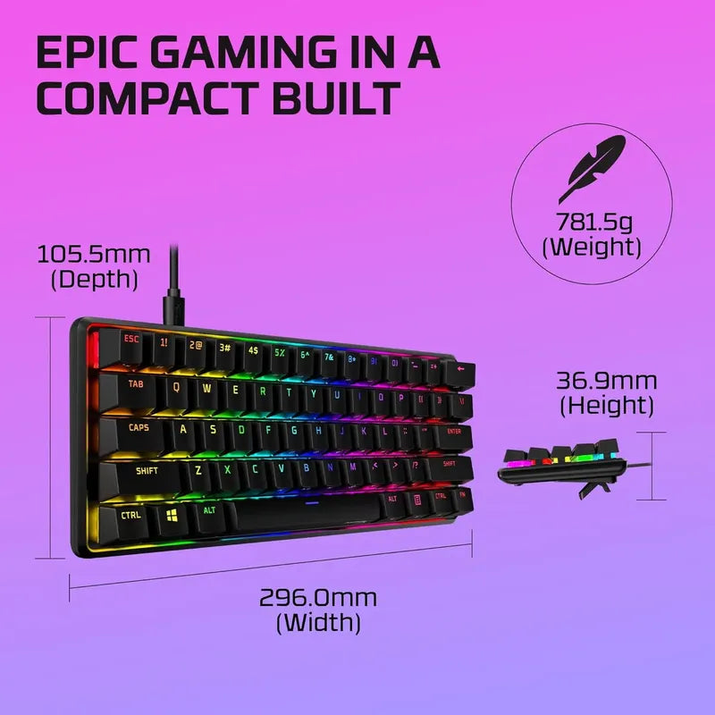 Teclado Gamer Hyperx Alloy Origins 60 Pc Ps4 Xbox One Negro Inglés Us