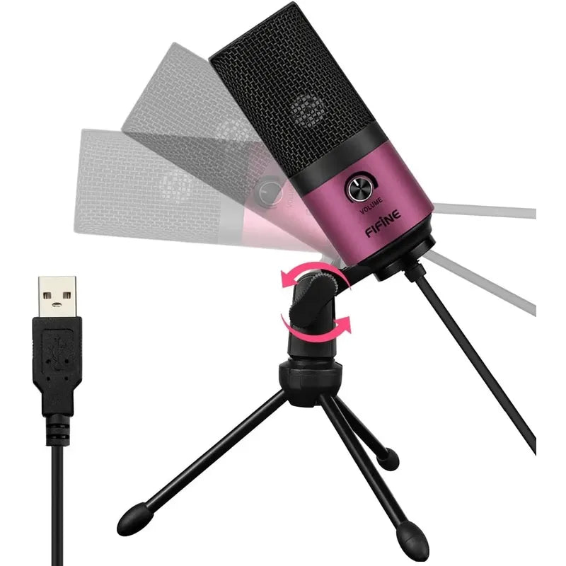Micrófono Usb Fifine K669 Con Condensador De Metal Rojo/rosa