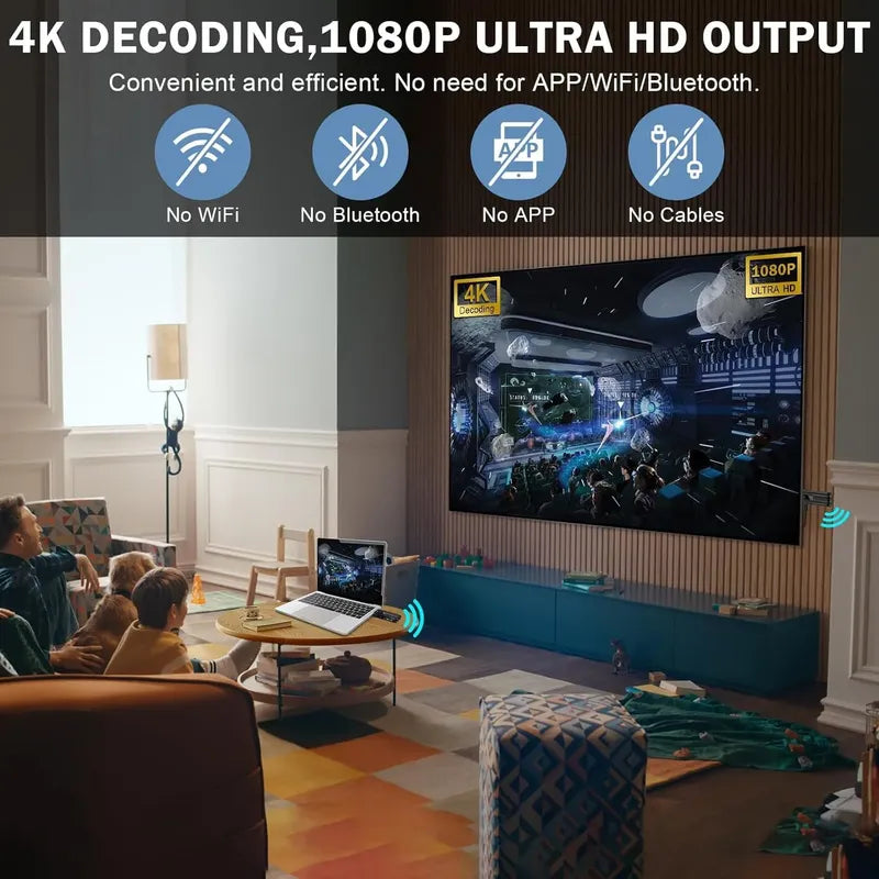 Transmisor Y Receptor Hdmi Wireless, Decodif 4k Salida 1080p