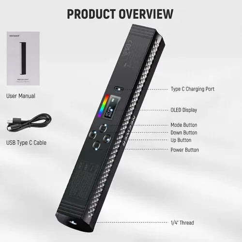 Barra De Luz Magnetica Neewer Tl2ic Rgb 23cm Negro Rgb