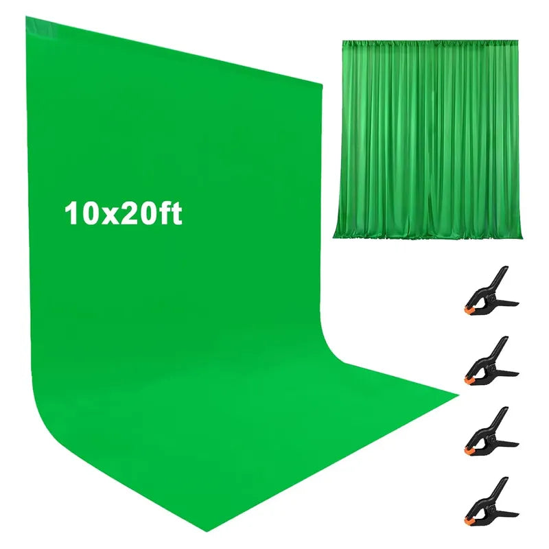 Fondo Pantalla Verde 6x3mts Poliéster Chromakey Con 4 Pinzas