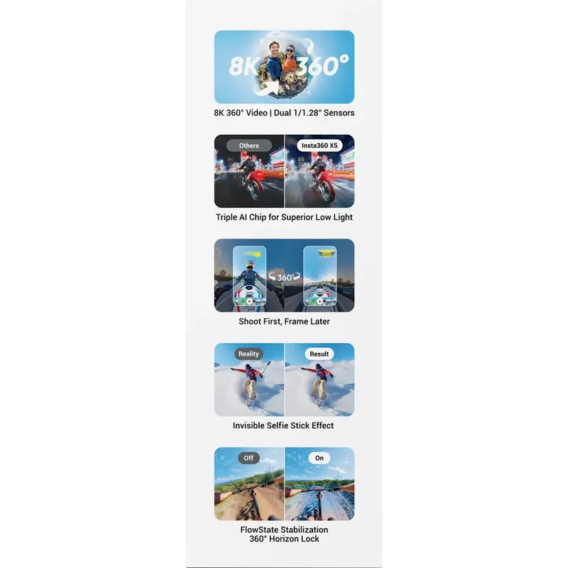 Insta360 X5 Essentials Bundle-8k Waterproof 360 Action