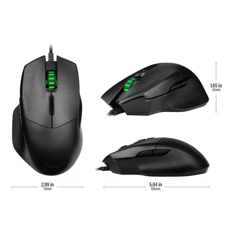 Mouse Óptico Gaming Rosewill D12 Con 8 Botones 4000 Dpi  Negro