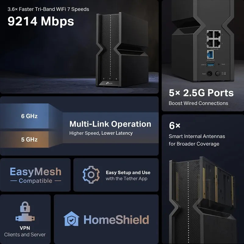 Router Tp Link Archer Be9300 Wifi 7 Tri Banda Rompe Muros