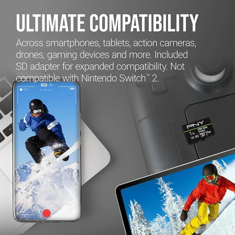 Micro Sd Pny 1tb Pro Elite Prime C10 U3 V30 A2 Microsdxc