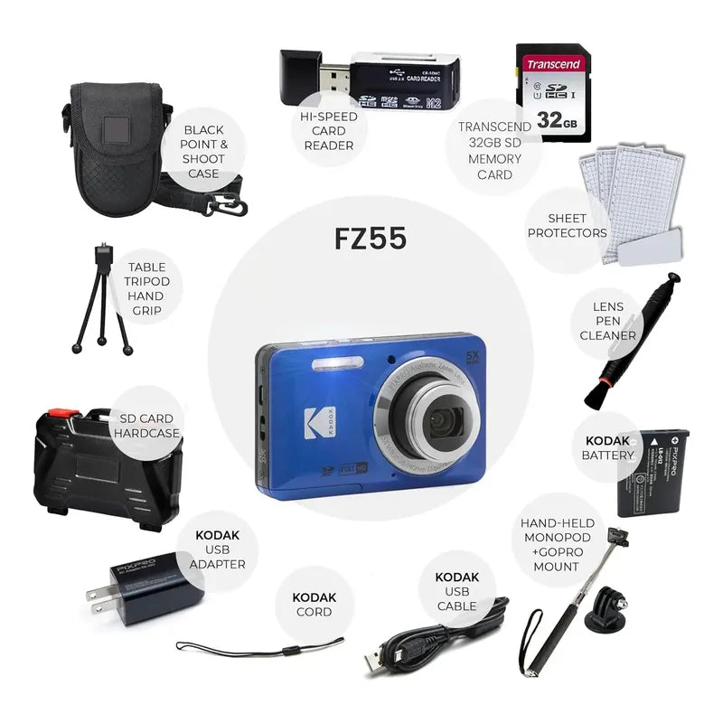 Camara Digital Kodak Pixpro Fz55 + Kit Bundle + Memoria 32gb