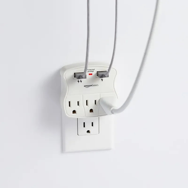 Protector Sobretensiones Amazonbasics Con 2 Puertos Usb 4.4