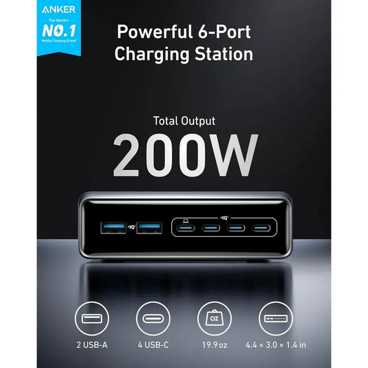 Anker Prime Charging Station, 200w 6-port Usb-c Carga Rápida