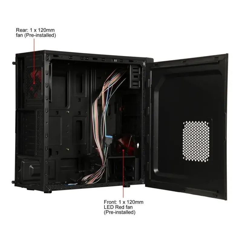 Chasis Case Diypc Solo-t2-r Black Usb 3.0 Atx Mid Tower 2fan