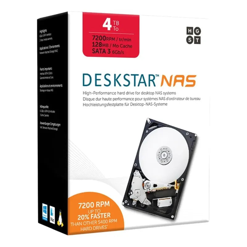 Disco Duro Hgst Deskstar Nas 3.5  4tb 7200rpm 128mb Cache