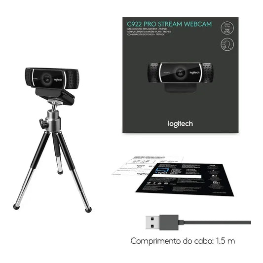 Cámara Logitech C922 Pro Hd Stream Webcam+ Tripode Negro