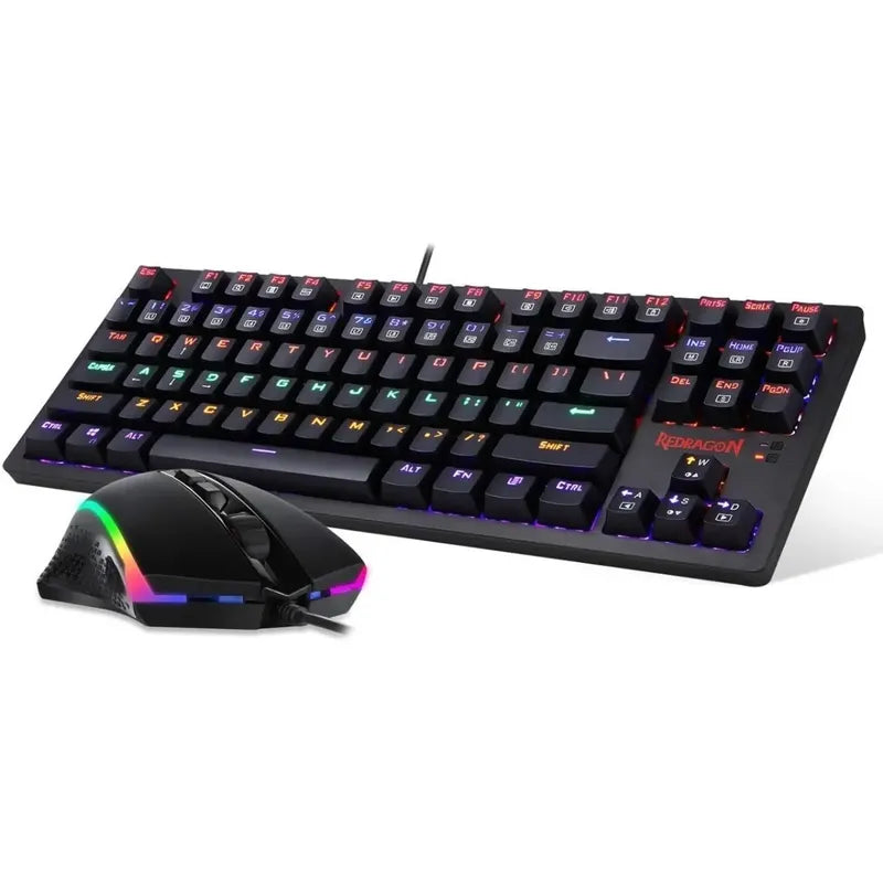 Teclado 60% Y Mouse Redragon S113 Gaming Mecanico Rgb  Negro
