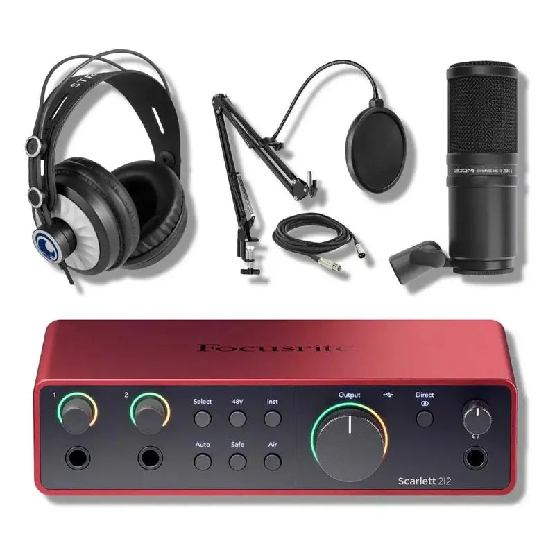 Interfaz Para Podcast Focusrite Scarlett 2i2 4gen Zdm-1- Kit