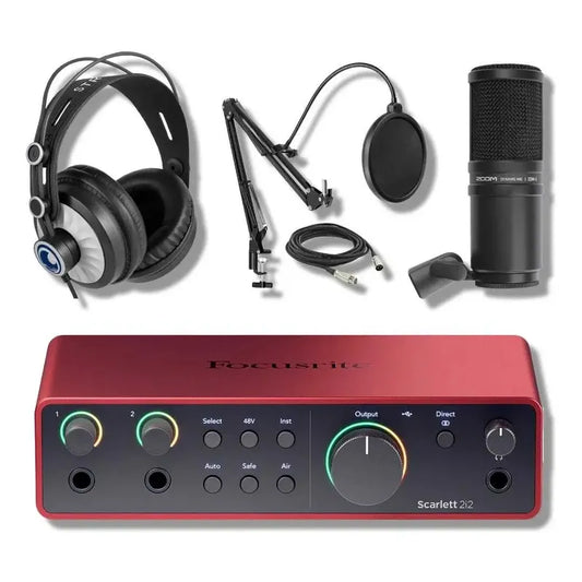 Interfaz Para Podcast Focusrite Scarlett 2i2 4gen Zdm-1- Kit