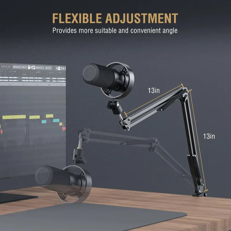 Microfono Dinamico Fifine K688ct  Podcast Con Brazo Negro