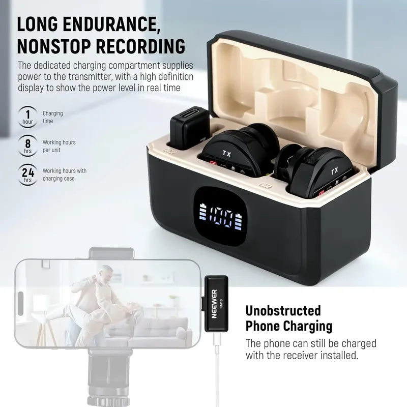 Microfonos Wireless Neewer Km18 Duo Usb C Negro